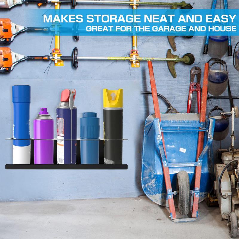 Spray Paint Organizer Lube Can Storage Rack 5 Can Holes Shelf Steel Aerosol Spray Can Rack Organizer Aerosol Spray Bottle Holder