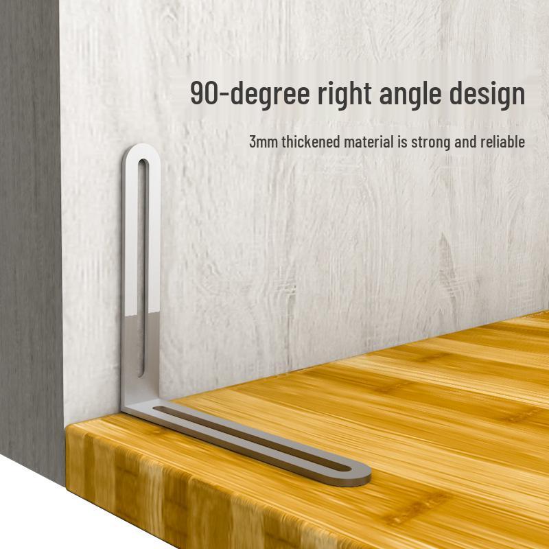 Stainless Steel 90° Movable L-Shaped Corner Bracket with Long Hole for Shelf Support