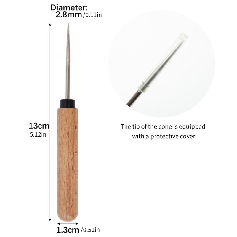 Pack of 2 Sturdy Corrosions Resistant Awls Featuring Wooden Grips for Long Time Use Handcraft Applications