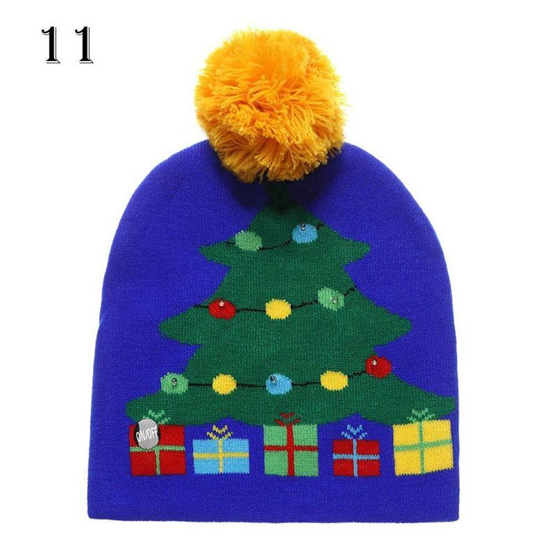 LED Christmas 3D Embroidery Image Unisex Winter Beanie Cap with Light Up Colorful LEDs for Beach & New Year