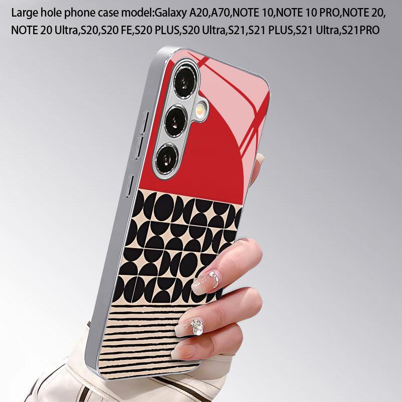 Geometric Pattern 2D Phone Case for Samsung S26 S25 S24 S23 S22 S21 S20 A56 A36 A16 - Electroplated Glass Protective Cover