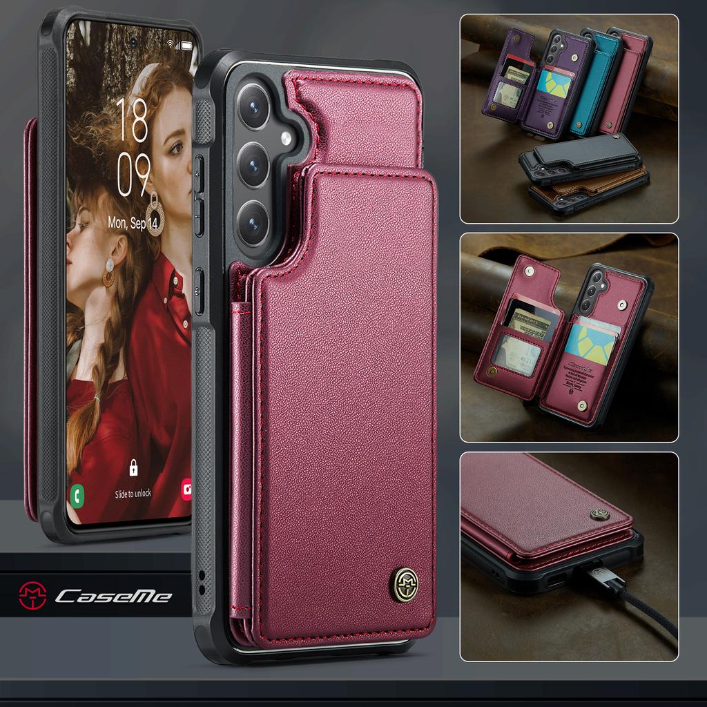 For Samsung Galaxy S26+ Case with RFID Blocking 5 Card Slots CASEME C22 Leather Back Cover