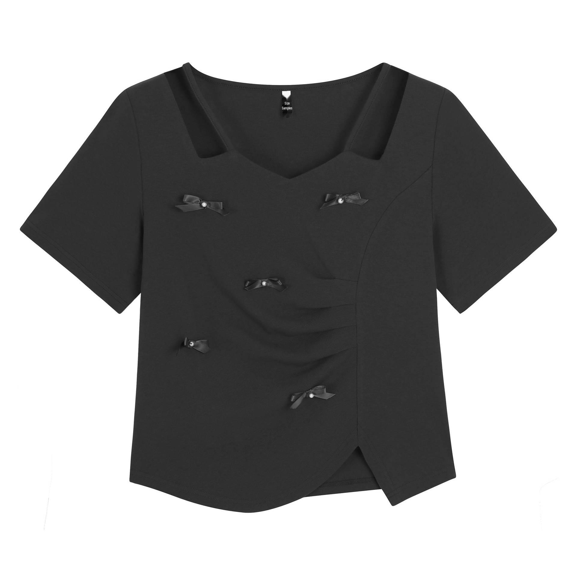 

Women s Summer Bow Design Short-Sleeve Slim Fit Casual Top, Large Size, Style 63399 4XL (suggested 180-200 jin)