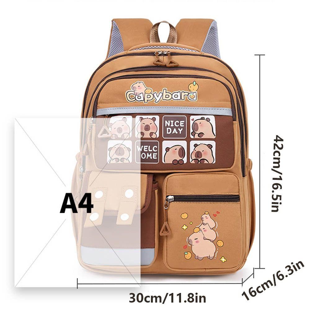 Adjustable Strap Capybara  Backpack Nylon Student  School Bag Cute Animal  Bookbag  Teenager