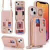 Applicable To iPhone17 Mobile Phone Case 16Pro Lychee Pattern Zipper Change Bag Insert Card Ring Buckle Diagonal Span Protective Case