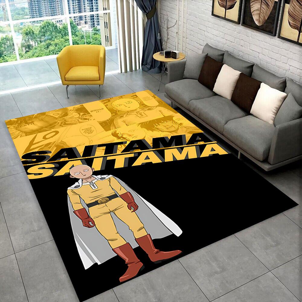 3D One Punch Man Saitama Cartoon Anime Teppich für Wohnzimmer Schlafzimmer Zuhause Sofa Dekoration, Kinder Spiel Rutschfeste Bodenmatte