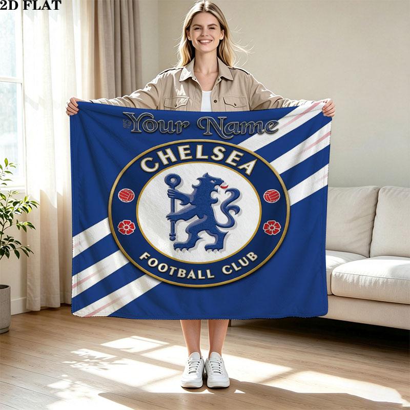 1PC Chelsea F Custom Name Patterned Flannel Blanket Suitable For All Seasons for Home Decor Warmth and Comfort Gifts Holiday Present