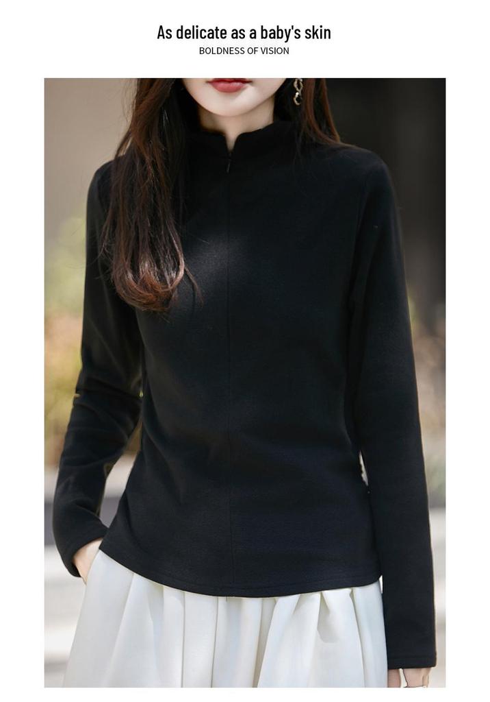 Women's Soft Stand-Up Collar Half-Zip Sweatshirt - Warm, Loose Fit, Long Sleeve, Autumn/Winter Fashion