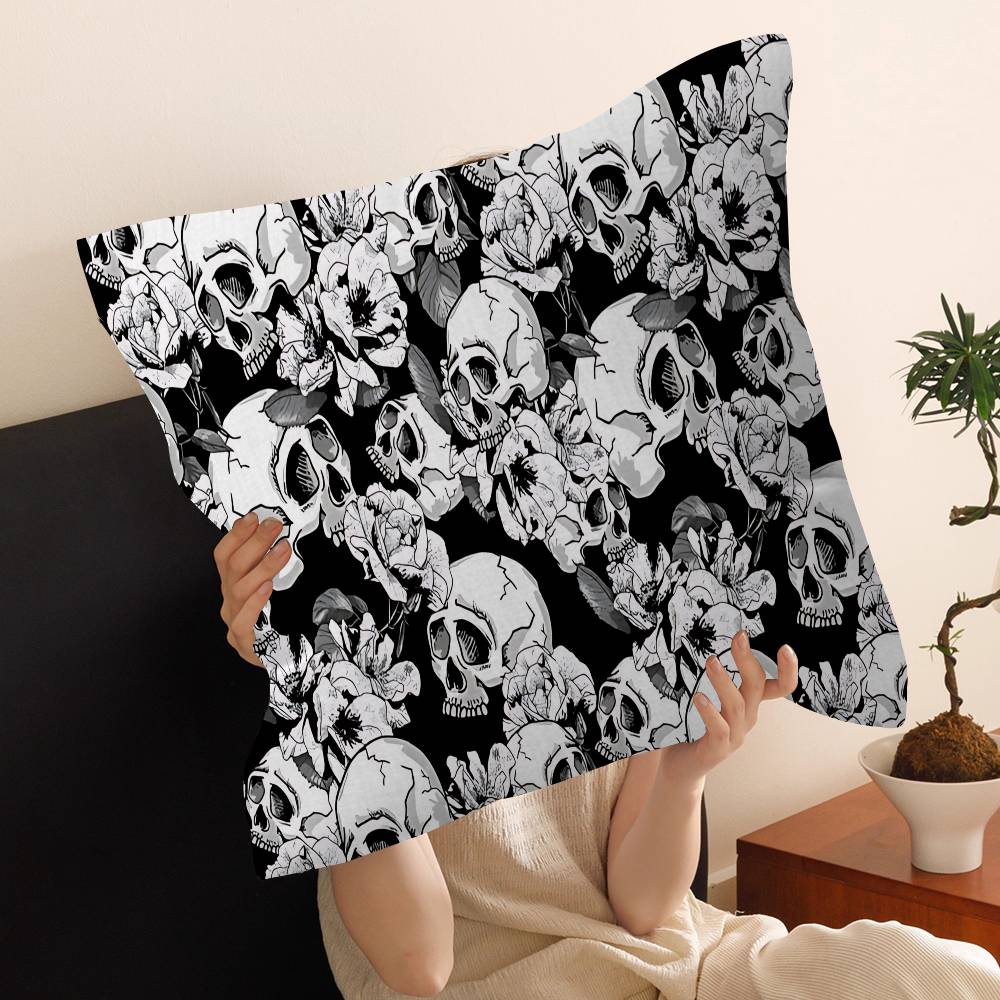Horror Skull Gothic Cushion Cover Inches Farmhouse Decor Home Throw Pillow Covers for Couch Decorations