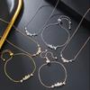 Simple and Stylish Zirconia Jewelry Set: Pendant Necklace, Adjustable Bracelet, Open Ring, and Earrings - a Perfect Holiday Gift