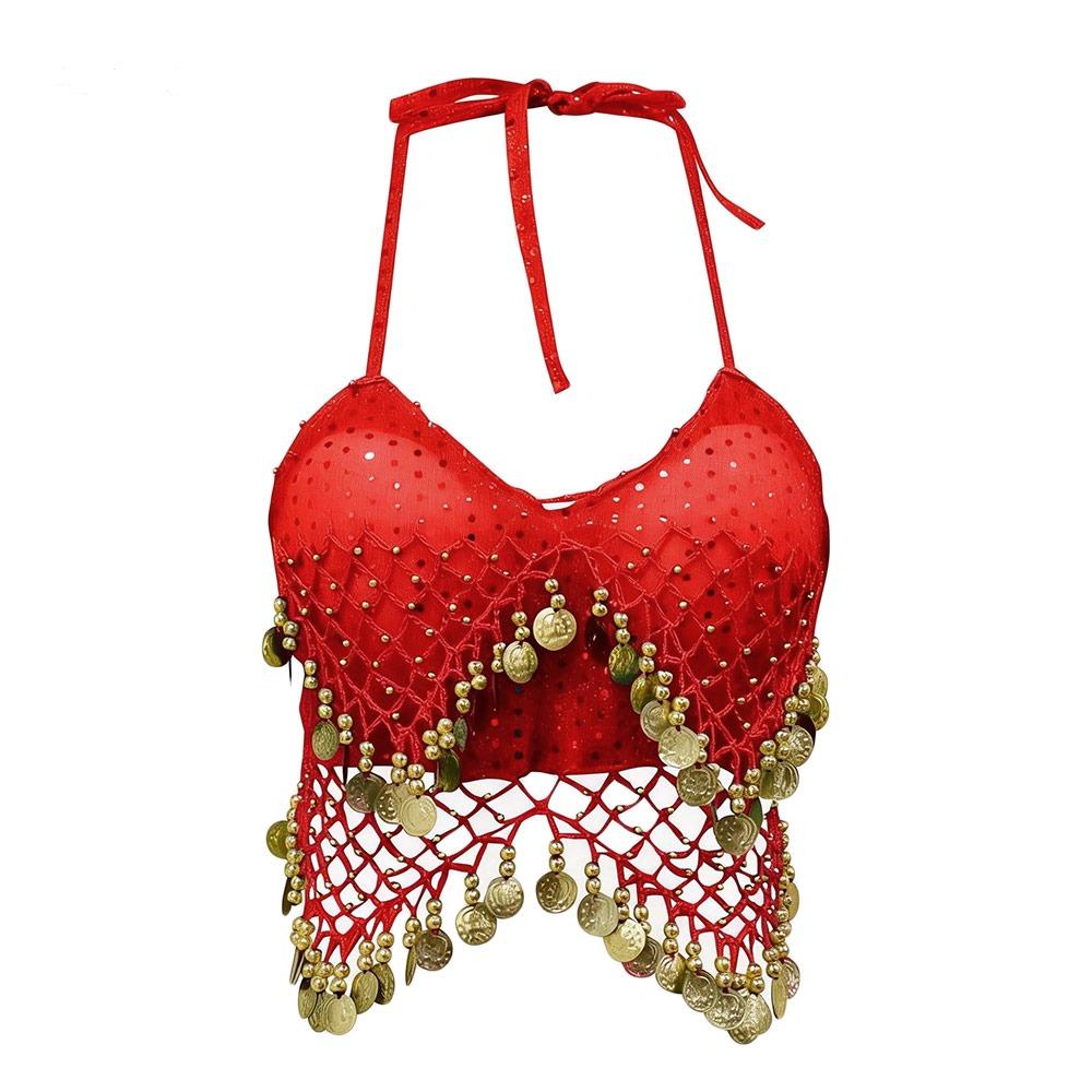 Tassel Latin Dance Top Shiny Stage Performance Top Charming Belly Dance Bra  Festivals