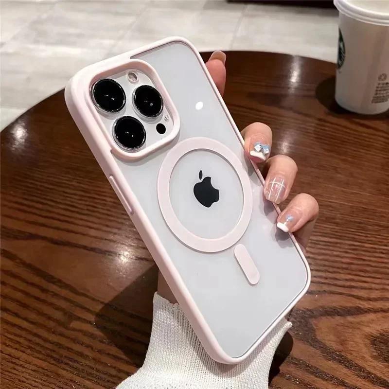 For Magsafe Magnetic Wireless Charging Case For iPhone 16 15 14 13 12 11 Pro Max 16 Plus 12 13 Mini 16e Hard Acrylic Clear Cover
