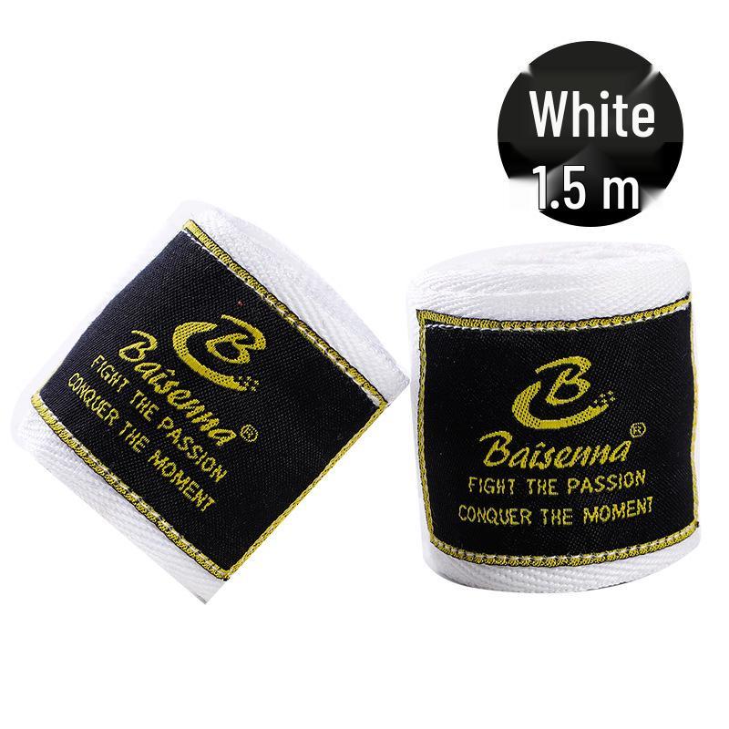 White Micro-Elastic Muay Thai Hand Wraps - 5m & 3m Black Cotton Fist Bandage for Boxing & Sanda