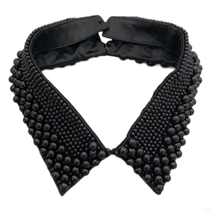 M7DD Fashionable Imitation Pearls Beaded False Collar for Women Casual Formal Wear Detachable Choker Shirt Insert Collar Lapel