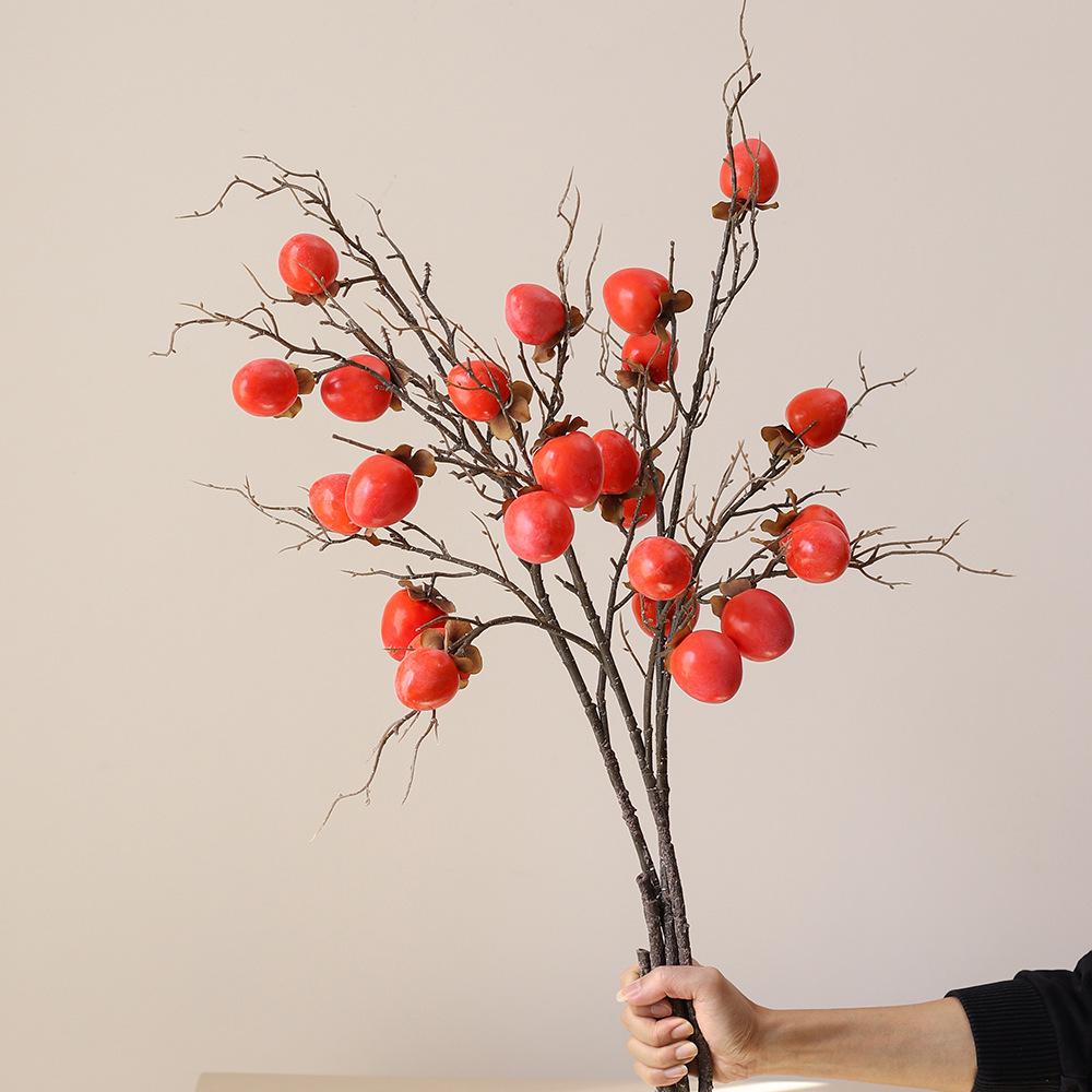 

Chinese Style Artificial Persimmon and Dried Flower Arrangement for Living Room Decor