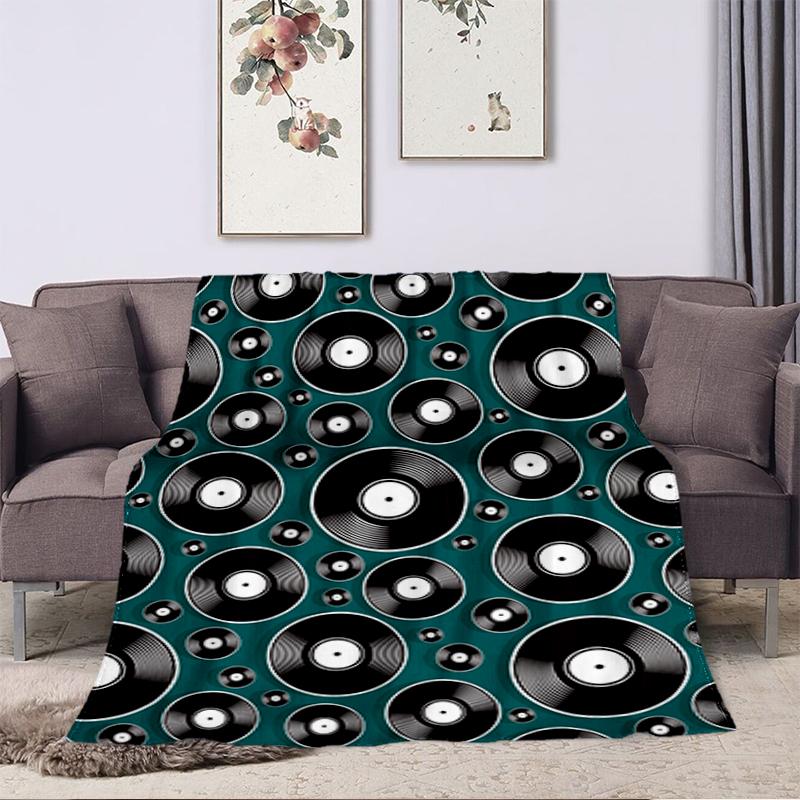 1PC Music Records printed blanket, all season lightweight home office outdoor nap multifunctional blanket A13