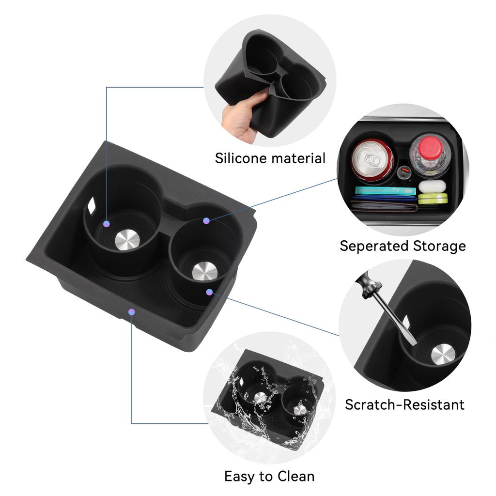 LUCKEASY for Zeekr 7X 2024-2026 Car Center Console Cup Holder Storage Shock-Absorbing Tray Silicone Car Interior Accessories