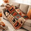 Vintage Halloween Patchwork Blanket Warm Sofa Blankets Pumpkin Ghost Blanket  All-Season