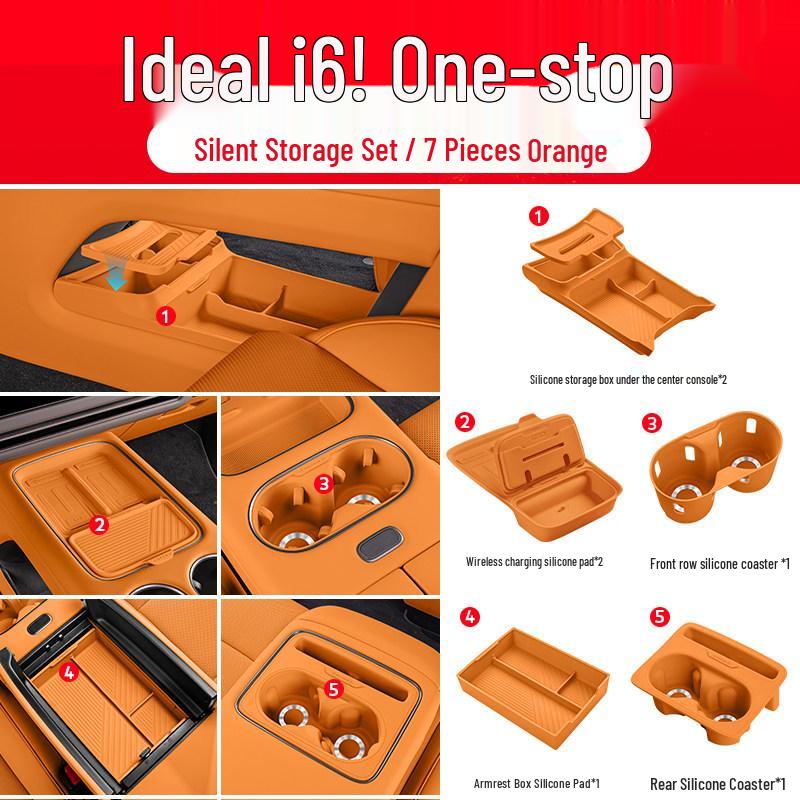 Ideal i6/i8 Passenger Seat Storage Box: Silicone Center Console Organizer & Car Interior Accessory