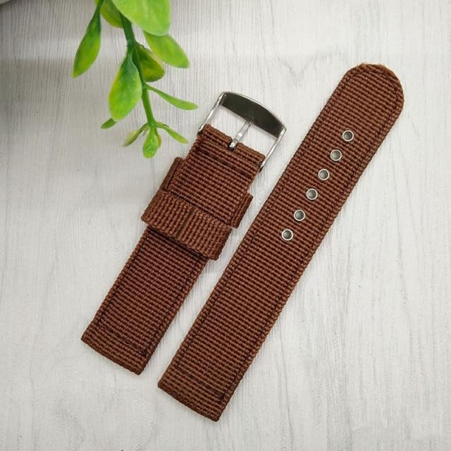 Nylon Mesh Klokkereimer Mote Svart Brun 20mm 22mm 24mm Dame Herre Sport Klokkereim Rustfritt Stål Spenne Tilbehør