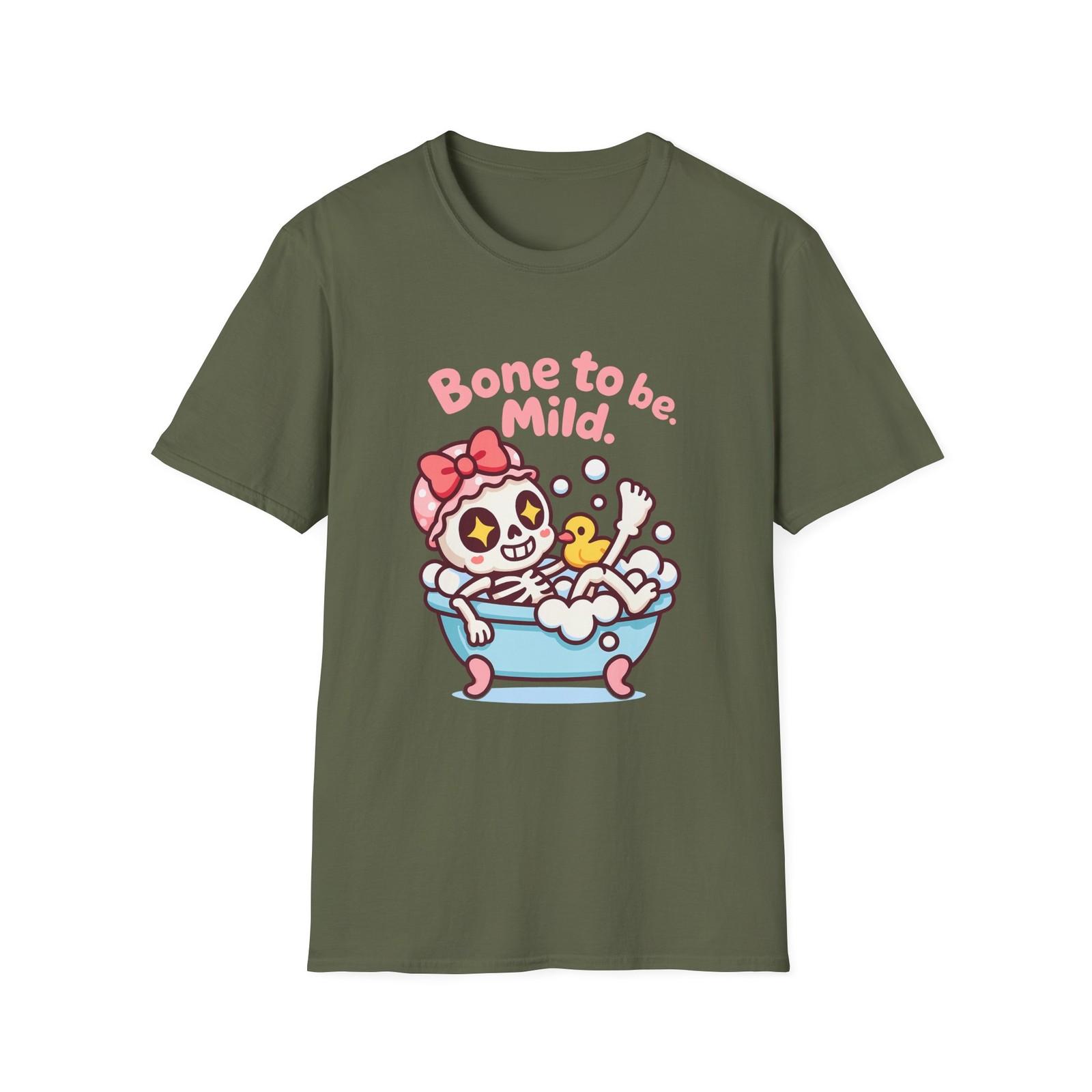 Unisex Softstyle T-Shirt Mens Womens Tees Top Chibi Skeleton Bubble Bath Red Bow Duck Halloween Fall S