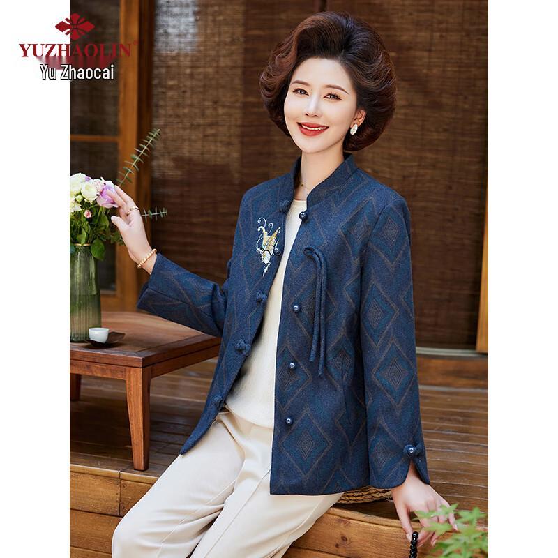 Yuzhaolin Women's Autumn/Winter Wool-Blend Coat for Seniors