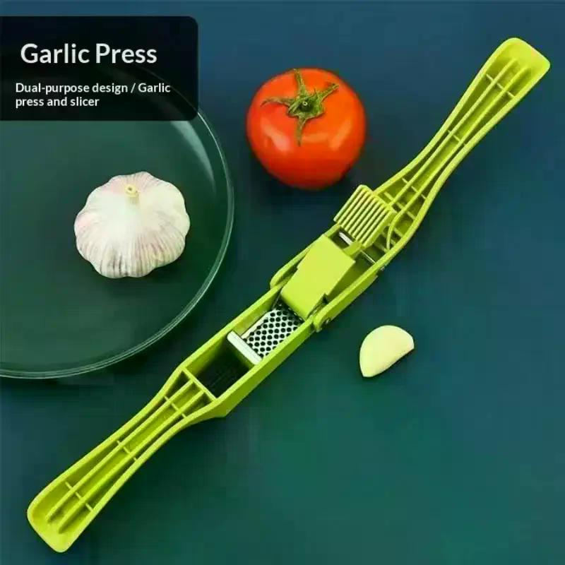 2-in-1 Multifunctional Garlic Press For Pressing Mash Garlic And Sliced Garlic,Vegetable Squeezer For Home Cooking Masher Tool