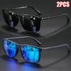 2pcs Luxury Square Vintage Polarized Cycling Sunglasses UV400 Men Women Fashion Eyewear Travel Driving Fishing Sun Glasses