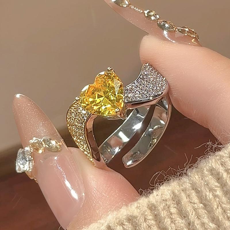 

Jewelry Rings Jewelry Exquisite Color Love Zircon Rings Premium Opening Personality Women