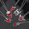 Retro Gothic Red Heart Winged Pendant Necklace