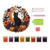 Halloween 2D Flat DIY PET Diamond Art Pendant with Chain Crystal Rhinestone Art Pendants for Adults Gift Home Wall Window Decor