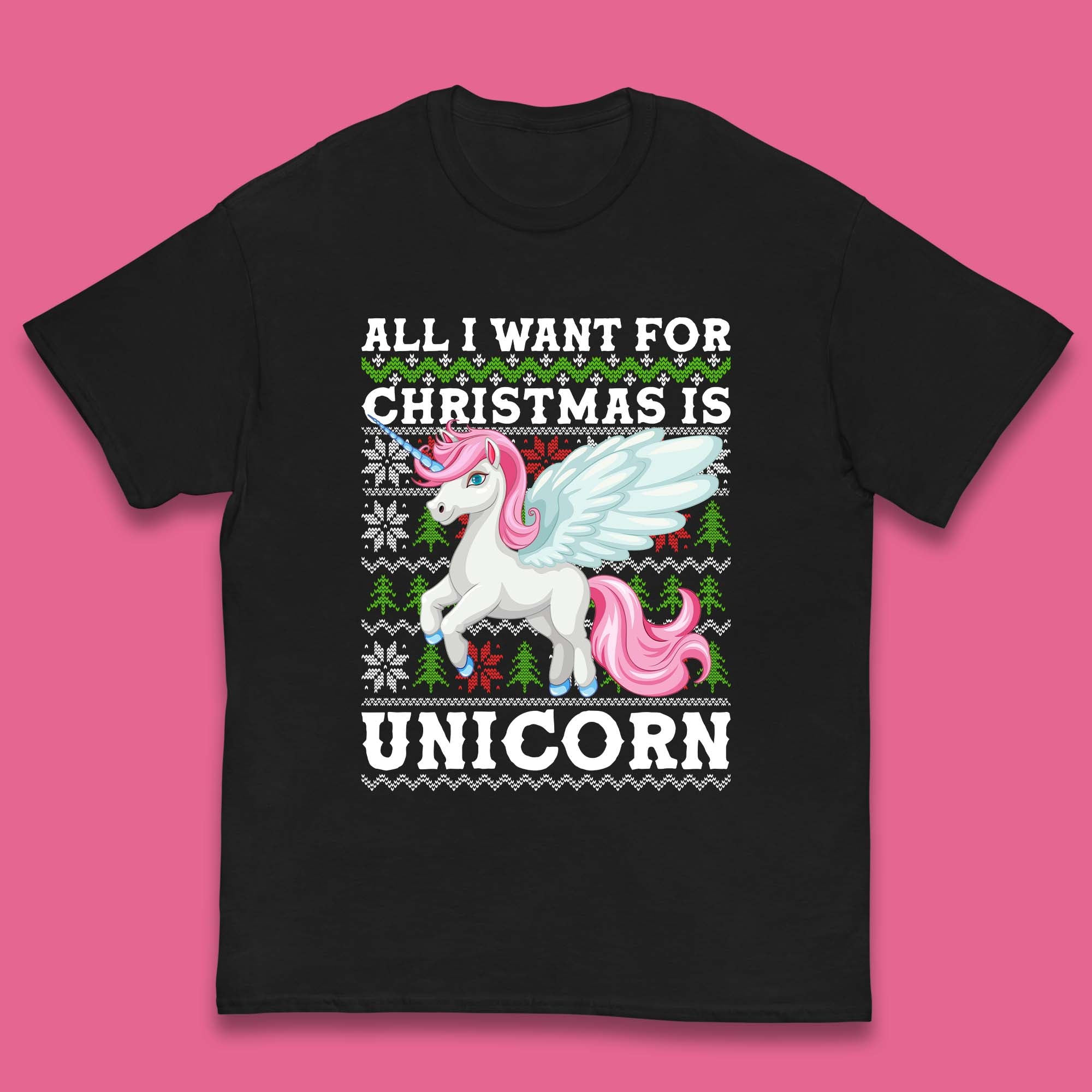 Want Unicorn For Christmas Kids T-Shirt 150