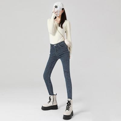 Ins Style Trend Pencil Small-footed Jeans 2025 Autumn and Winter New Elastic High-waisted High-looking Thin Pants