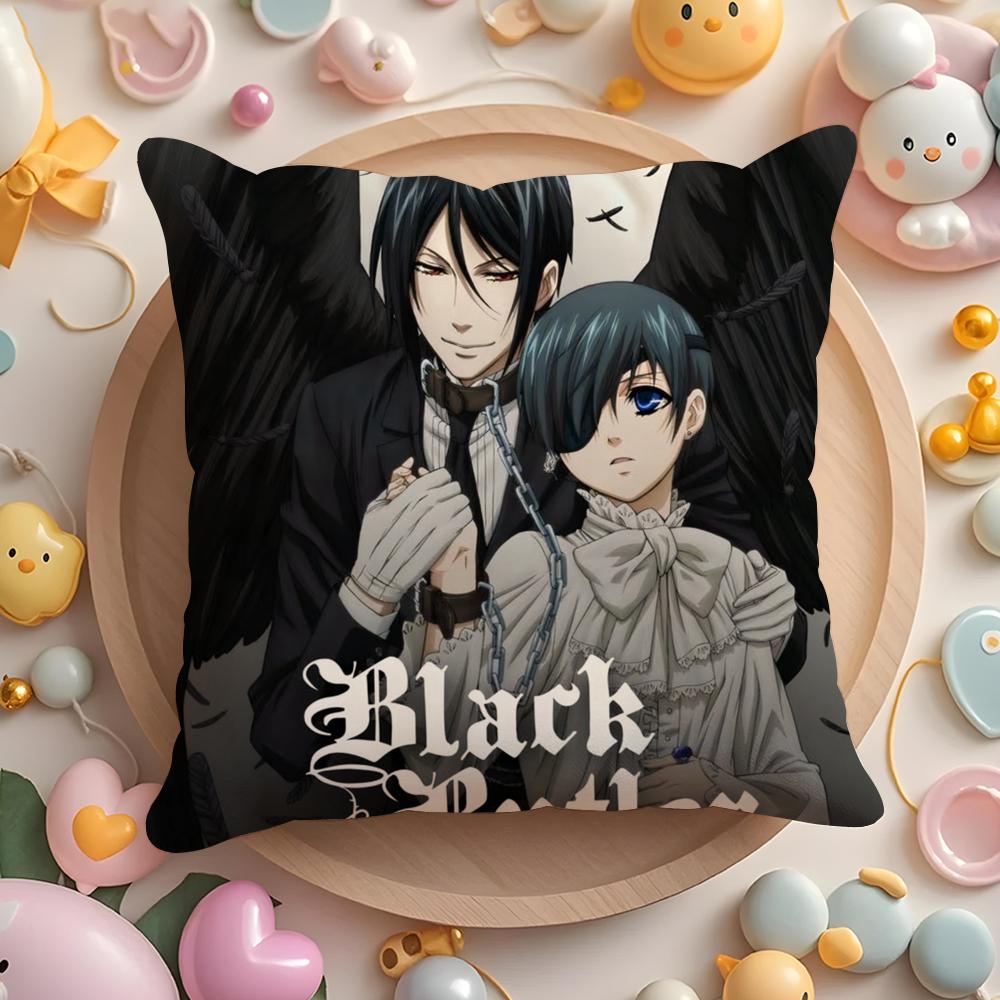 Pikpaka Anime Manga Black Butler Cushion Cover Plush Fabric Soft Double-Sided Printed Sofa Warm Winter Home Gift Pillow Cover