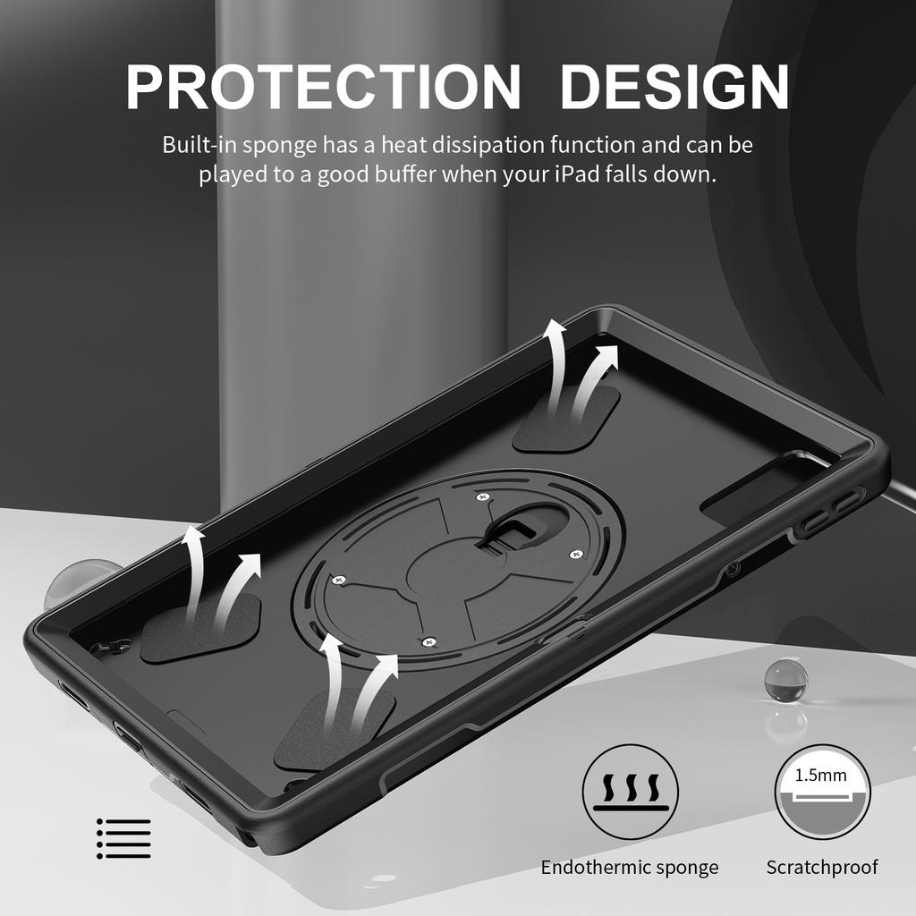 Für Lenovo Tab K11/Tab M11 Hülle PC+TPU Ständer Tablet-Hülle mit Stifthalter, Schultergurt