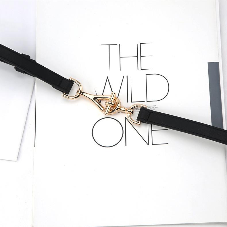 Fashionable Solid Color Metal Buckle Women Slim Waist Belt For Casual Wear золотой