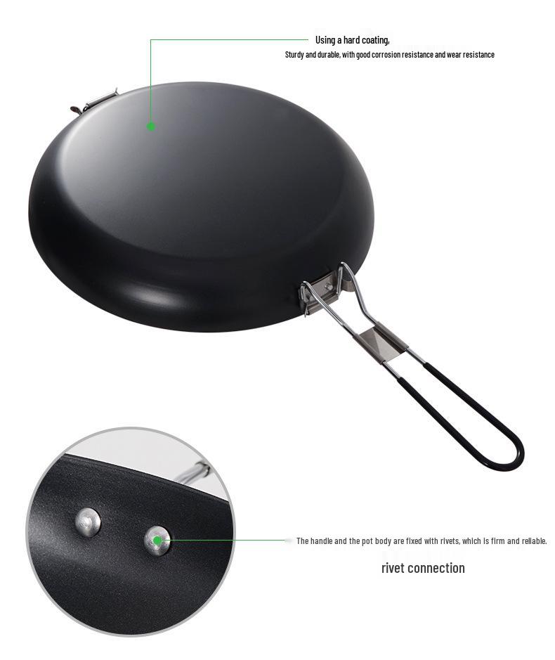 Portable Non-Stick Iron Frying Pan for Outdoor Camping and BBQ