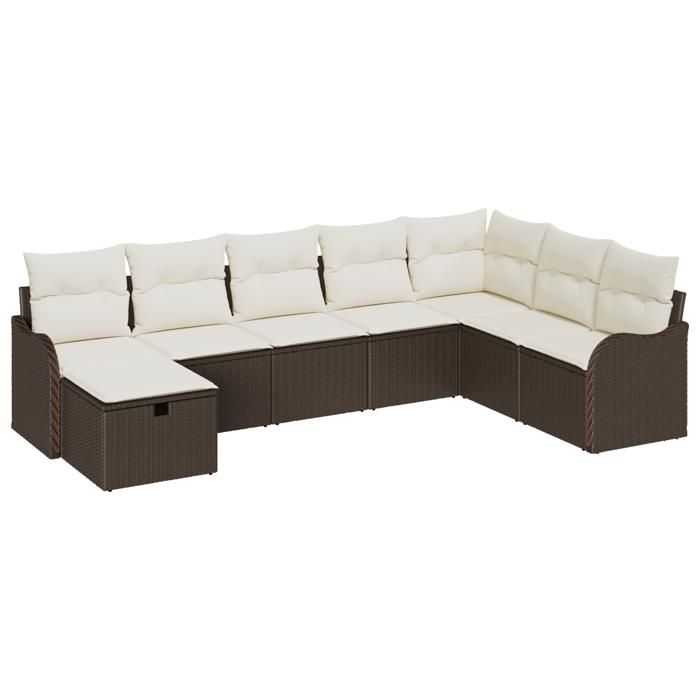 VidaXL Ensemble de canapé de jardin 8 pièces avec coussins en poly rattan marron 3360359