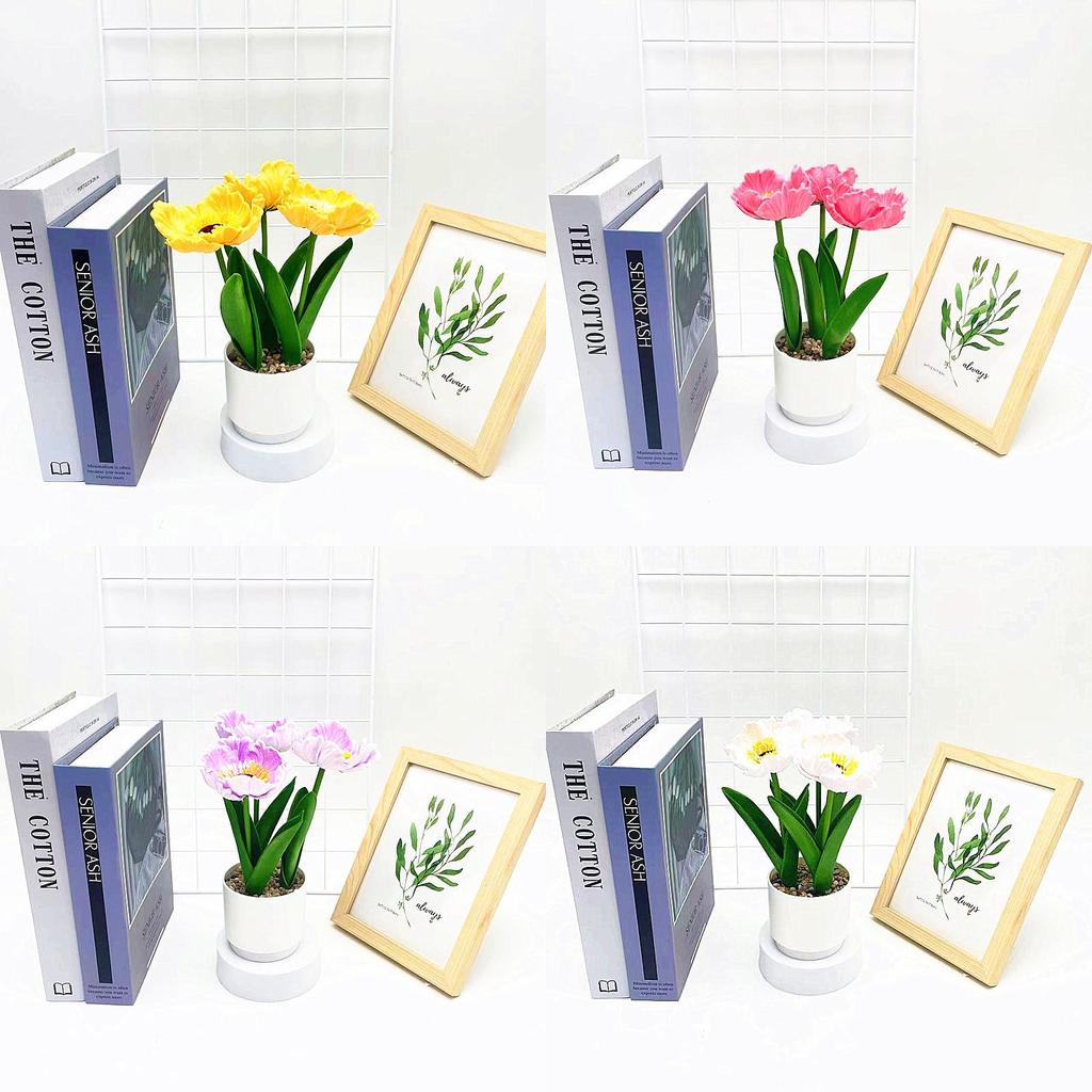 Simulation Multicolor Corn Poppy Potted Artificial Flower For Home And Photography Props