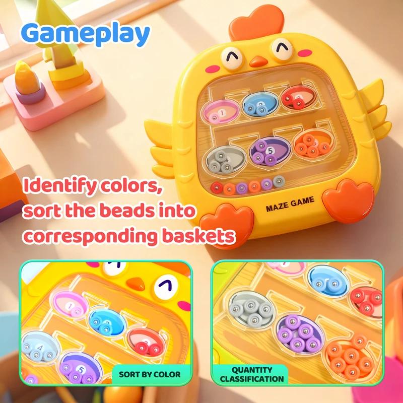 Magnetic Color Number Maze Board Pen Moving Bead Games Fine Motor Skills Educational Toys for Kids Montessori Sorting Games Gift