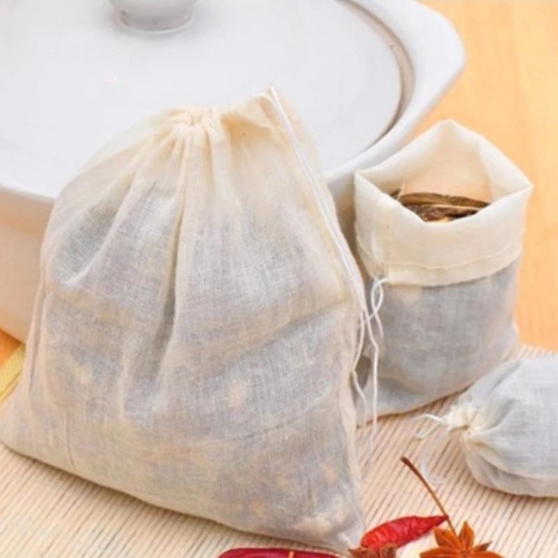 Reusable Drawstring Tea Filter Fabric Infuser for Bulk Tea Herbs Spices Coffee Soy Milk Juice Multipurpose Brewing