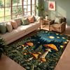 Vivid Mushroom Fantasy Pattern Carpet Colorful Living Room Rug for Home Decor with Green Leaf Design Cozy Non-slip Mat Gift