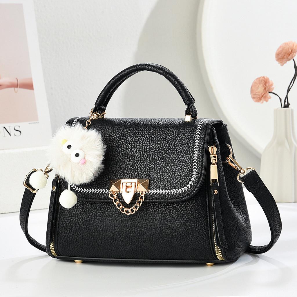 Business Office Pu Leather Crossbody Bag With Lock Clasp For Daily Use