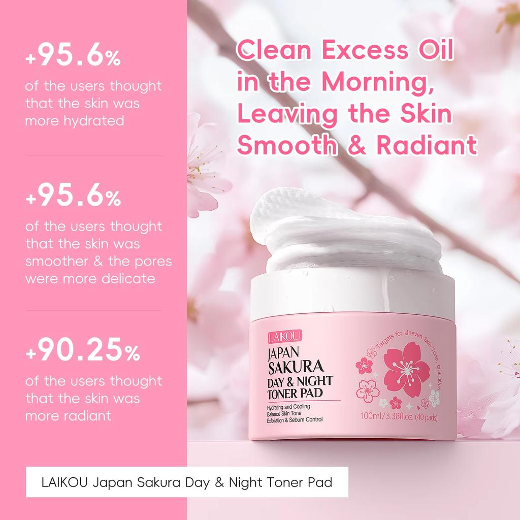 Japan Sakura Toner Pads 100ml 40pads Day Night Use Remove Makeup Cleanse Moisturize Face Care Hydrating Treatment Skin Care