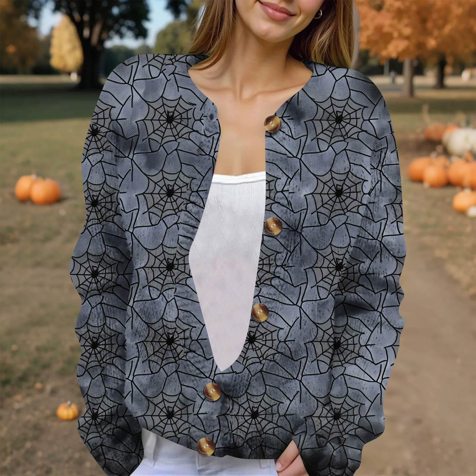 

Жіноча модна в язана куртка з довгим рукавом і принтом XL