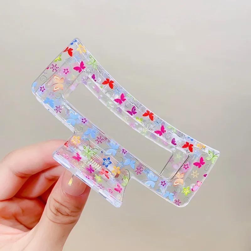 New Women Print Flower Hair Claw Tough Colorful Plastic HairClip Large Size Hair Clamps Crab Hairpin Hair Accessories Girl Gift