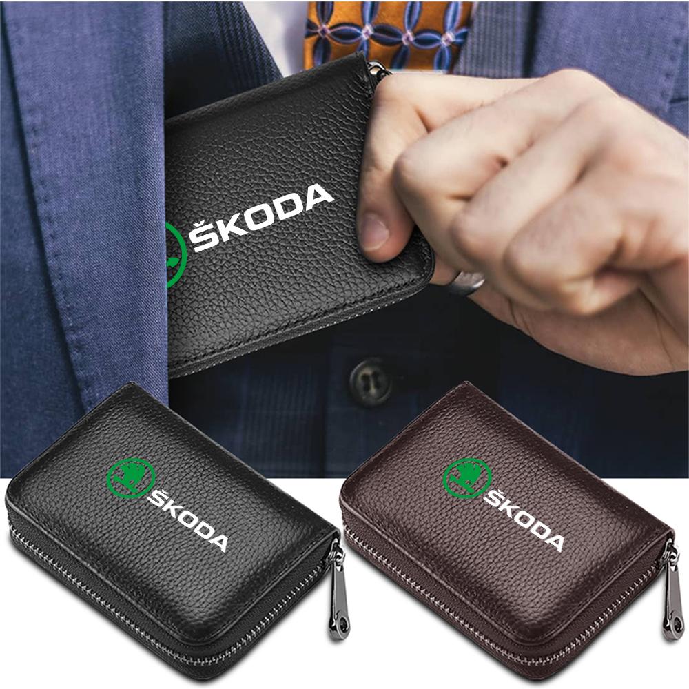 RYYX4 1PC Car Styling Driving Document Credit Card Storage Bag Holder Driver License Case Accessories For Skoda Octavia VII S VRS Yeti
