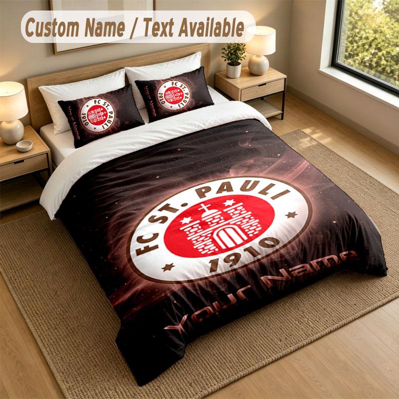 Bettwäsche-Set 1 Bettbezug 2 Kissenbezüge FC St. Pauli Print Weiche Bettwäsche Schlafzimmer Dekor