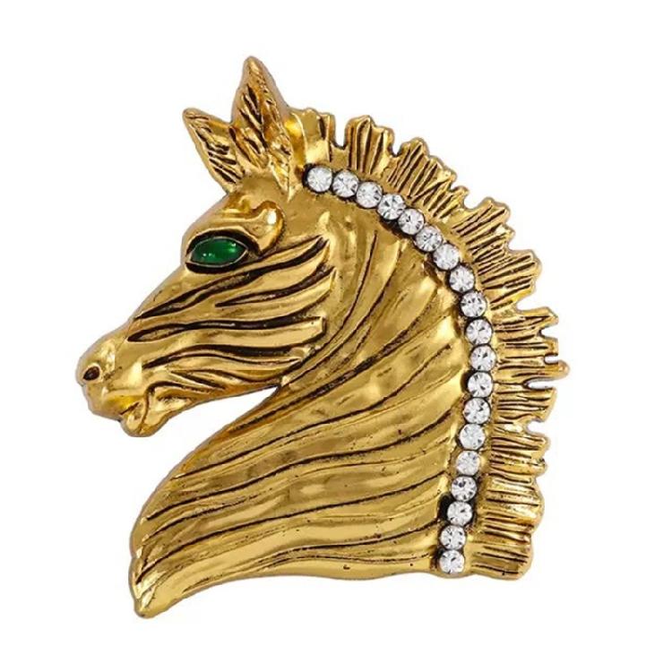 Sturdy Craftsmanship Horse Brooch Alloy Jewelry With Smooth Surfaces for Party Outfits