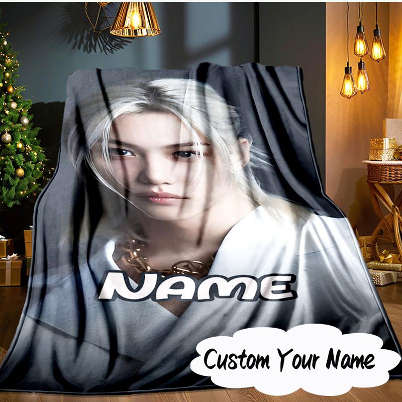 Custom Name K-pop Idol Collage Blanket Ideal Bedding Blanket Perfect for Travel, Camping, Living Rooms, Offices, Sofas, Fan Christmas gift